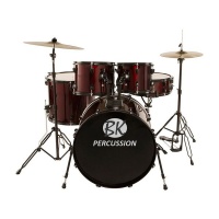BK Percussion 5 pieces Drumset With Hardware & Cymbals - Wine Red Photo