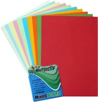 Butterfly A4 Bright & Pastel Board 50'S Sheets - Assorted Photo