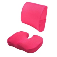 Memory Foam Back Support Lumbar Cushion & Seat Pad Set-Red Photo
