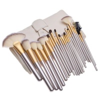 24 Piece Synthetic Hair Cosmetic Makeup Brush Set - Champagne Photo