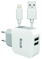 Snug 2 Port 3.4amp Charger with MFI Cable - White Photo