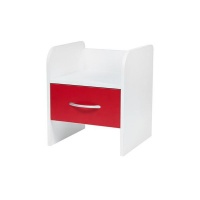 Hazlo Modern Bedstand Table Pedestal With Drawer - White Red Photo