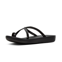 FitFlop iQushion Wave Pearlised Flip Flops - Black Photo