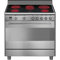 Smeg 90cm Stainless Concert Cooker with 5 Burner Ceramic Hob - SCD91CMX9 Photo