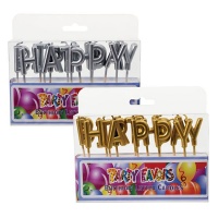 Bulk Pack x 4 Candles Birthday Letters 13 Piece - Silver & Gold Photo