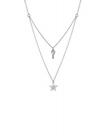Guess Women's #FeelGUESS Double Chain 2 Charms Necklace - Silver Photo