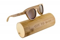 Off to Blue Wooden Polarized Bamboo Sunglasses - Tea Photo