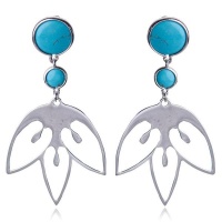 Jewellers Florist Tulip Flower Earrings - Sterling Silver with Turquoise Photo