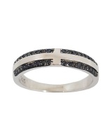 Miss Jewels - Black Round CZ Wedding Band in 925 Sterling Silver Photo