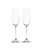 Leonardo Clear Champagne Glass with Blue Stem LA Perla Set of 2 Photo