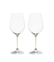 Leonardo Clear Wine Glass with Green Stem LA Perla Set of 2 Photo