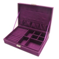 Single Layer 17 Compartments Necklace Jewelry Box - Purple Photo