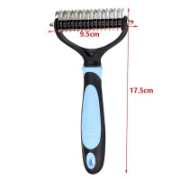 Double Sided Pet Dematting Comb for Large Dogs - Blue Photo