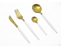 Finery - Cutlery Set 4 pieces - Gold/White Photo