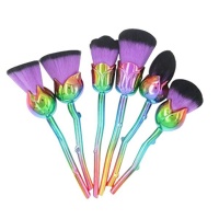 6" 1 Rose Flower Hair Makeup Brush Set - Multicolour Photo