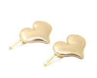 Set of 2 Heart Hairclips - Gold Photo