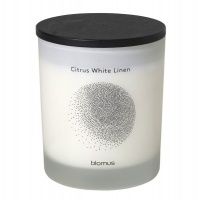 blomus Scented Candle With Wood Lid Citrus White Linen White FLAVO Small Photo