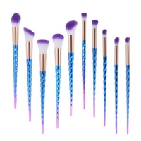 Blue/Purple Unicorn Makeup Brush Set - 10 Piece Photo