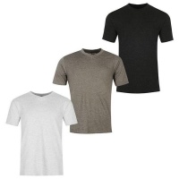Donnay Men's Three Pack V Neck T-Shirt - Grey Charcole & Black Photo