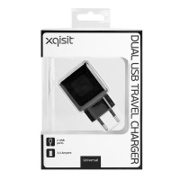 xqisit T/Charger 3-4A Dual USB - Black Photo