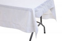 Cottonbox Gala Polycotton Reyna White w/Crystal - 6 Seater Tablecloth Photo