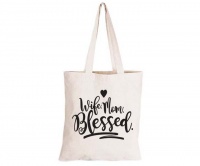 Wife Mom Blessed - Eco-Cotton Natural Fibre Bag Photo