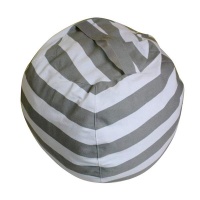 Kids Stuffed Animal Storage Bean Bag Chair - Grey Stripe Photo
