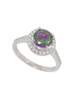 Miss Jewels - 1.25ctw Mystic CZ Ring with Halo in 925 Sterling Silver Photo