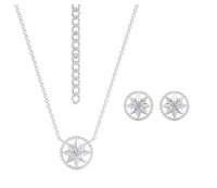 Dhia S925 Compass Earrings and Necklace Set made with Swarovski Zirconia Photo