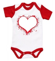 The Funky Shop - White/Red Baby Grow - Grunge Heart Photo