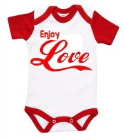 The Funky Shop - White/Red Baby Grow - Enjoy Love Photo