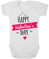 The Funky Shop - White Baby Grow - Happy Valentines Day Photo