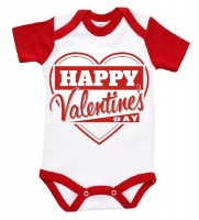The Funky Shop - White/Red Baby Grow - Happy Valentines Heart Photo