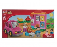 Kalabazoo 41 Piece Grocery Shop Building Block Set With Car - Red Photo