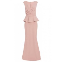 Quiz Ladies Nude Bardot Wrap Peplum Maxi Dress - Nude Photo