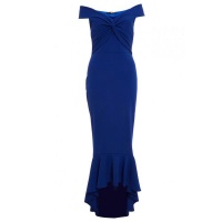 Quiz Ladies Royal Blue Bardot Knot Front Maxi Dress - Royal Blue Photo