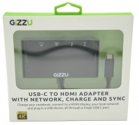 GIZZU USB-C to USB3 Hub/Dock - Ethernet - HDMI - Data & Charging Adapter Photo