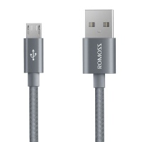 Romoss Micro USB Charge Sync To USB Nylon Braided Cable - Silver Photo