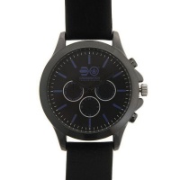 Crosshatch Men's Leather Strap Watch - Black & Blue Photo