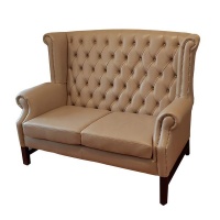 Queen Anne Love Seat in Gazelle Oyster Leather Photo