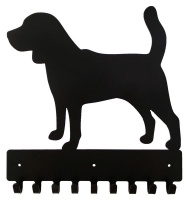 Beagle Key Rack & Dog Leash Hanger with 9 Hooks - Black Photo