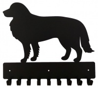 Border Collie Key Rack & Dog Leash Hanger with 9 Hooks - Black Photo