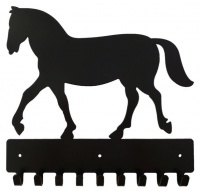 Horse Key Rack & Leash Hanger with 9 Hooks - Black Photo