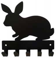 Rabbit Key Rack & Leash Hanger - 5 Hooks - Black Photo