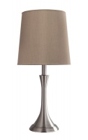 Bright Star Lighting - Satin Chrome Table Lamp With Hessian Colour Fabric Shade Photo