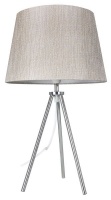 Bright Star Lighting - Polished Chrome Table Lamp With Champagne Fabric Shade Photo