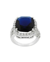 Sapphire Miss Jewels- 8ct Cushion Cut Blue CZ and Cubic Zirconia Dress Ring Photo