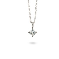 0.50ct Diamond Necklace pavé 9k White Gold Chain Photo