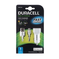 Duracell Fast Charging Car Charger with 1m Lightning Cable 2.4A - White Photo