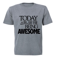 Today is the Day for Being Awesome! - Adults - T-Shirt - Grey Photo